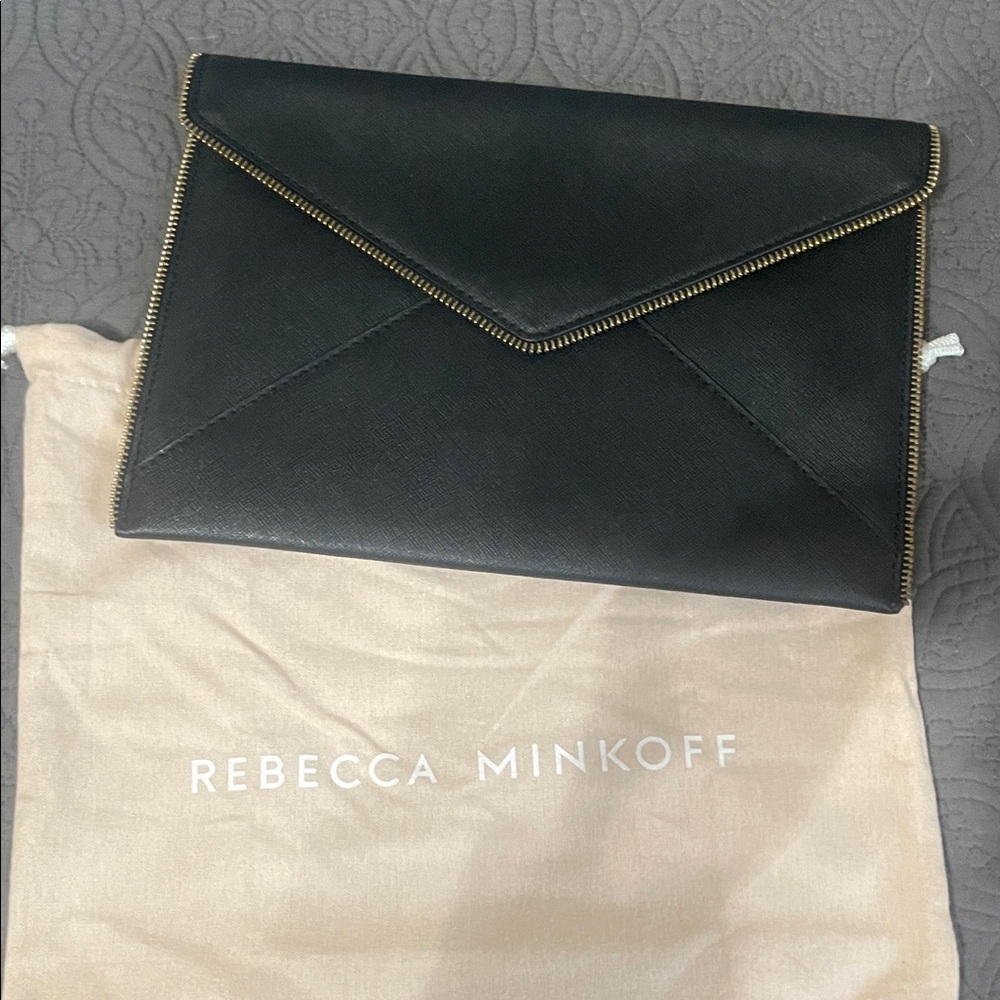 Rebecca Minkoff Black Zip-Trim Clutch
